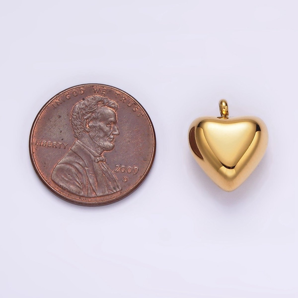 Stainless Steel 14mm Puffed Heart Minimalist Charm in Gold &amp; Silver | P1257