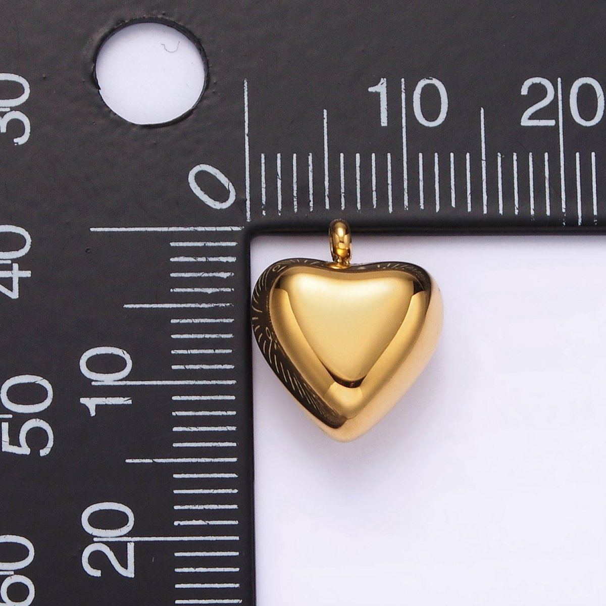 Stainless Steel 14mm Puffed Heart Minimalist Charm in Gold &amp; Silver | P1257