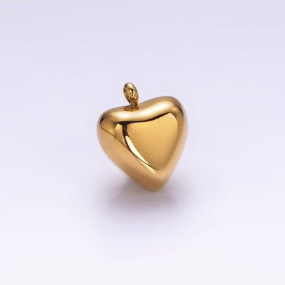 Stainless Steel 14mm Puffed Heart Minimalist Charm in Gold &amp; Silver | P1257