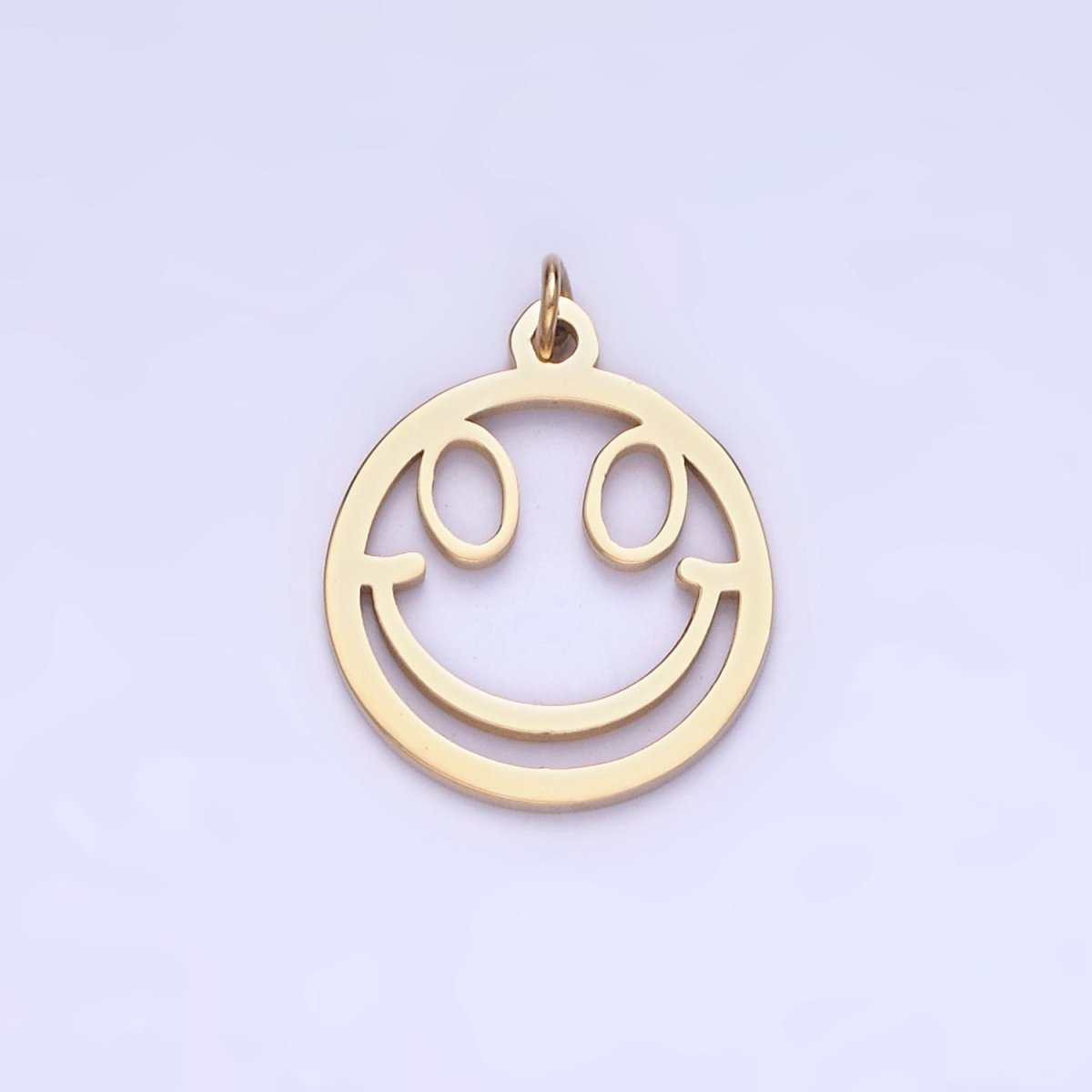 Stainless Steel 15mm, 11mm Smiley Face Open Round Charm | P937