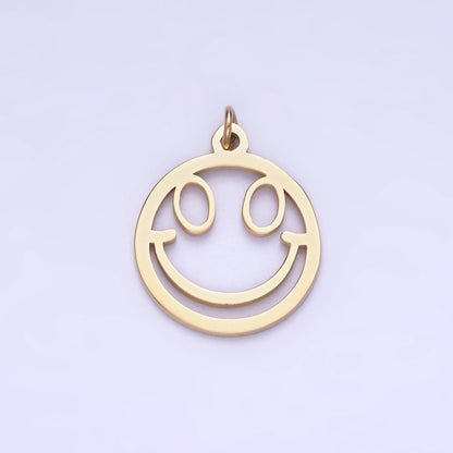 Stainless Steel 15mm, 11mm Smiley Face Open Round Charm | P937