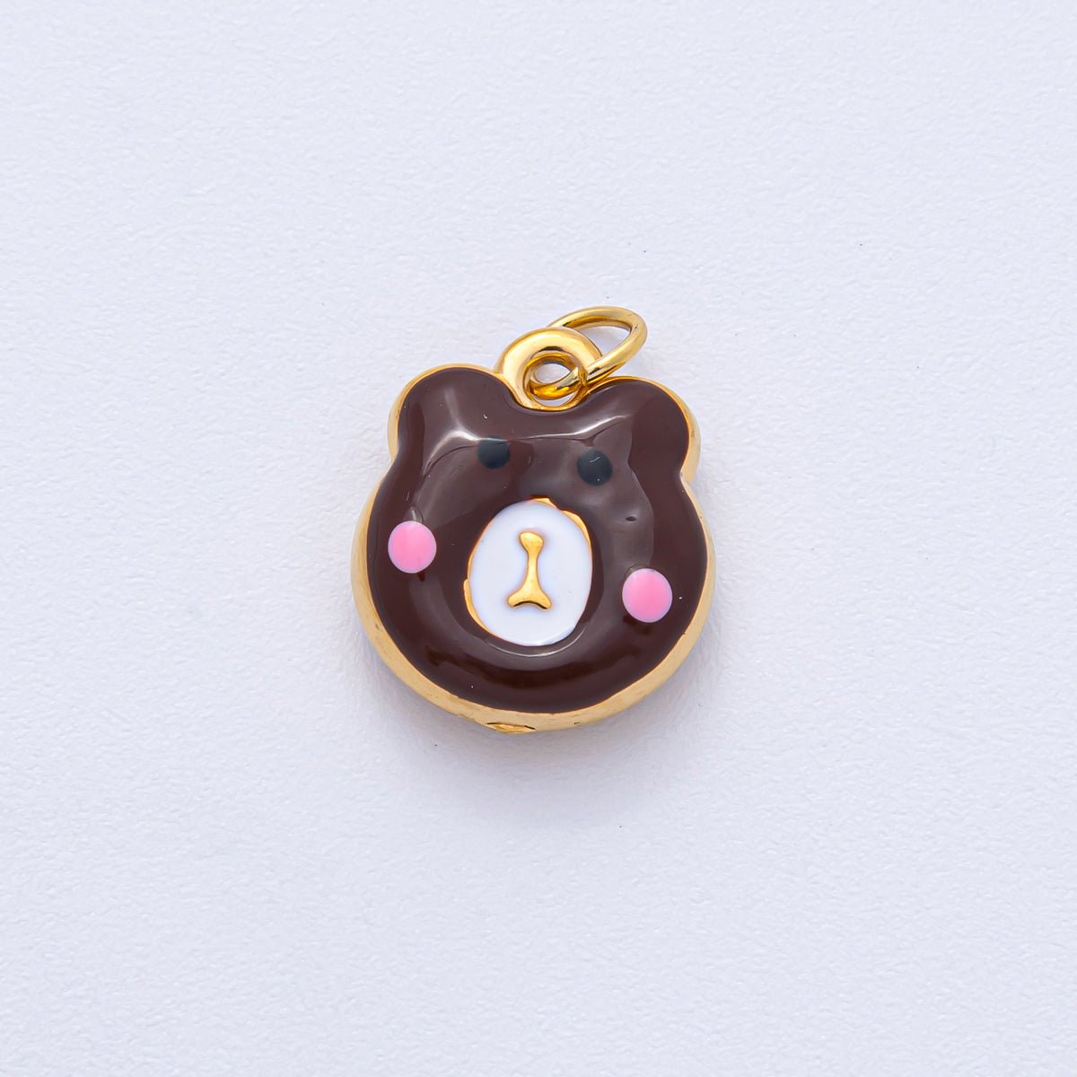 Stainless Steel 15mm Brown, Red, Green, White Enamel Teddy Bear Charm | J865 J889