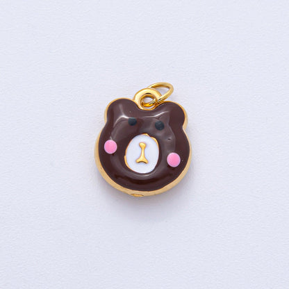 Stainless Steel 15mm Brown, Red, Green, White Enamel Teddy Bear Charm | J865 J889