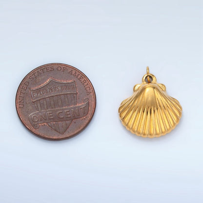 Stainless Steel 15mm Minimalist Clam Sea Shell Charm | P700