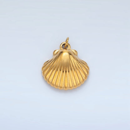 Stainless Steel 15mm Minimalist Clam Sea Shell Charm | P700