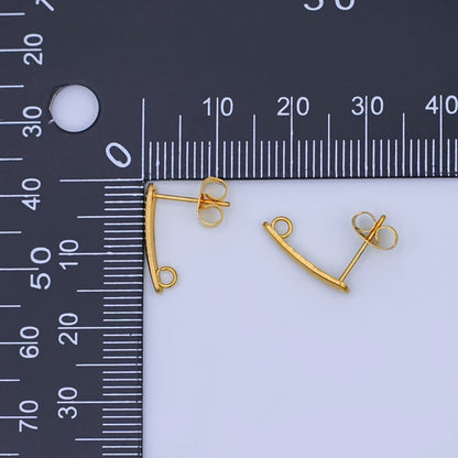 Stainless Steel 15mm Minimalist Linear Drop Stud Earring Findings | Z1158