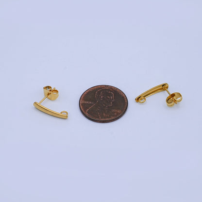 Stainless Steel 15mm Minimalist Linear Drop Stud Earring Findings | Z1158