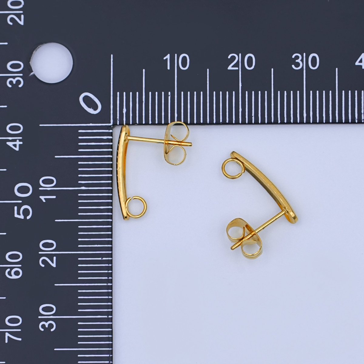 Stainless Steel 15mm Minimalist Linear Drop Stud Earring Findings | Z1159