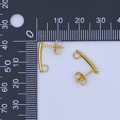 Stainless Steel 15mm Minimalist Linear Drop Stud Earring Findings | Z1159