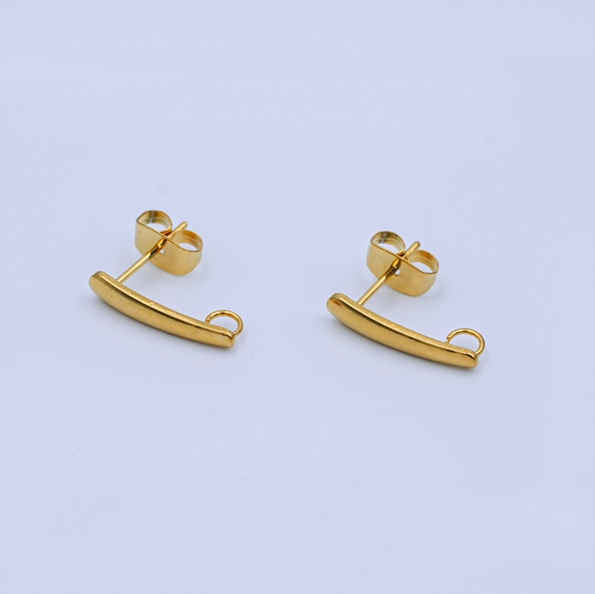 Stainless Steel 15mm Minimalist Linear Drop Stud Earring Findings | Z1159