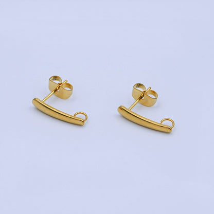 Stainless Steel 15mm Minimalist Linear Drop Stud Earring Findings | Z1159