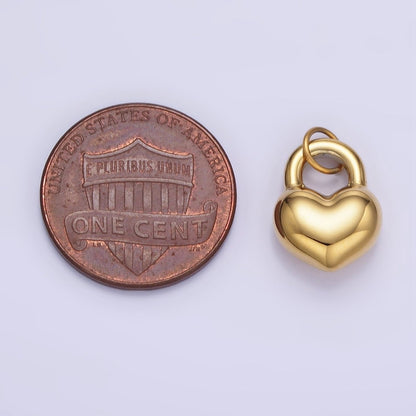 Stainless Steel 15mm Puffed Heart Padlock Minimalist Charm | P971