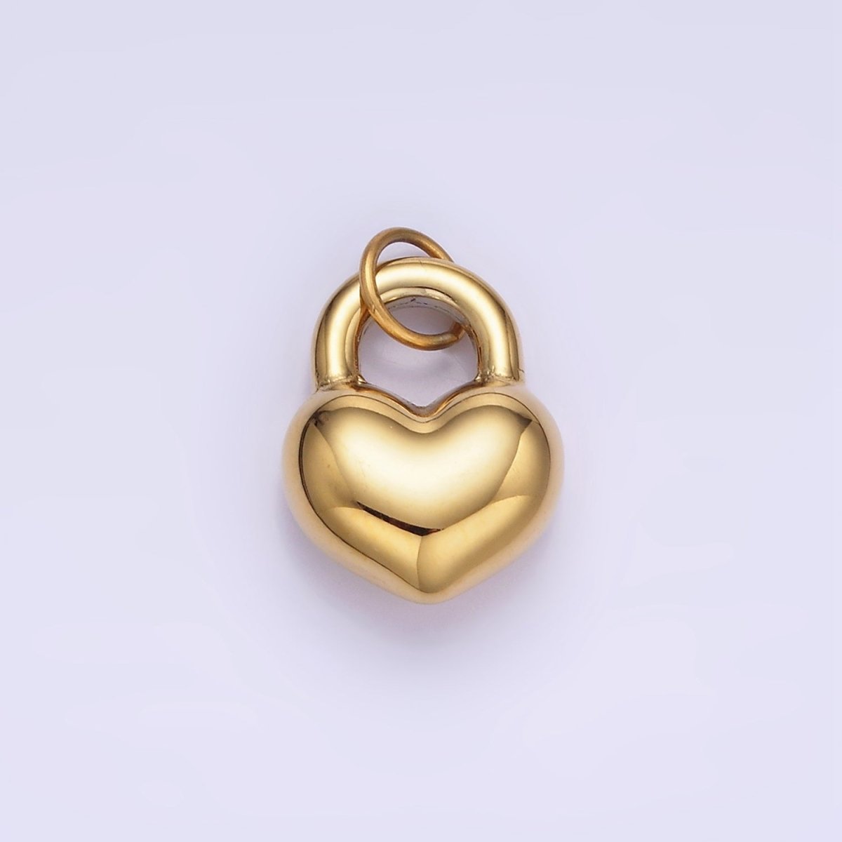 Stainless Steel 15mm Puffed Heart Padlock Minimalist Charm | P971
