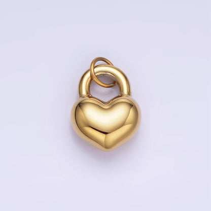 Stainless Steel 15mm Puffed Heart Padlock Minimalist Charm | P971