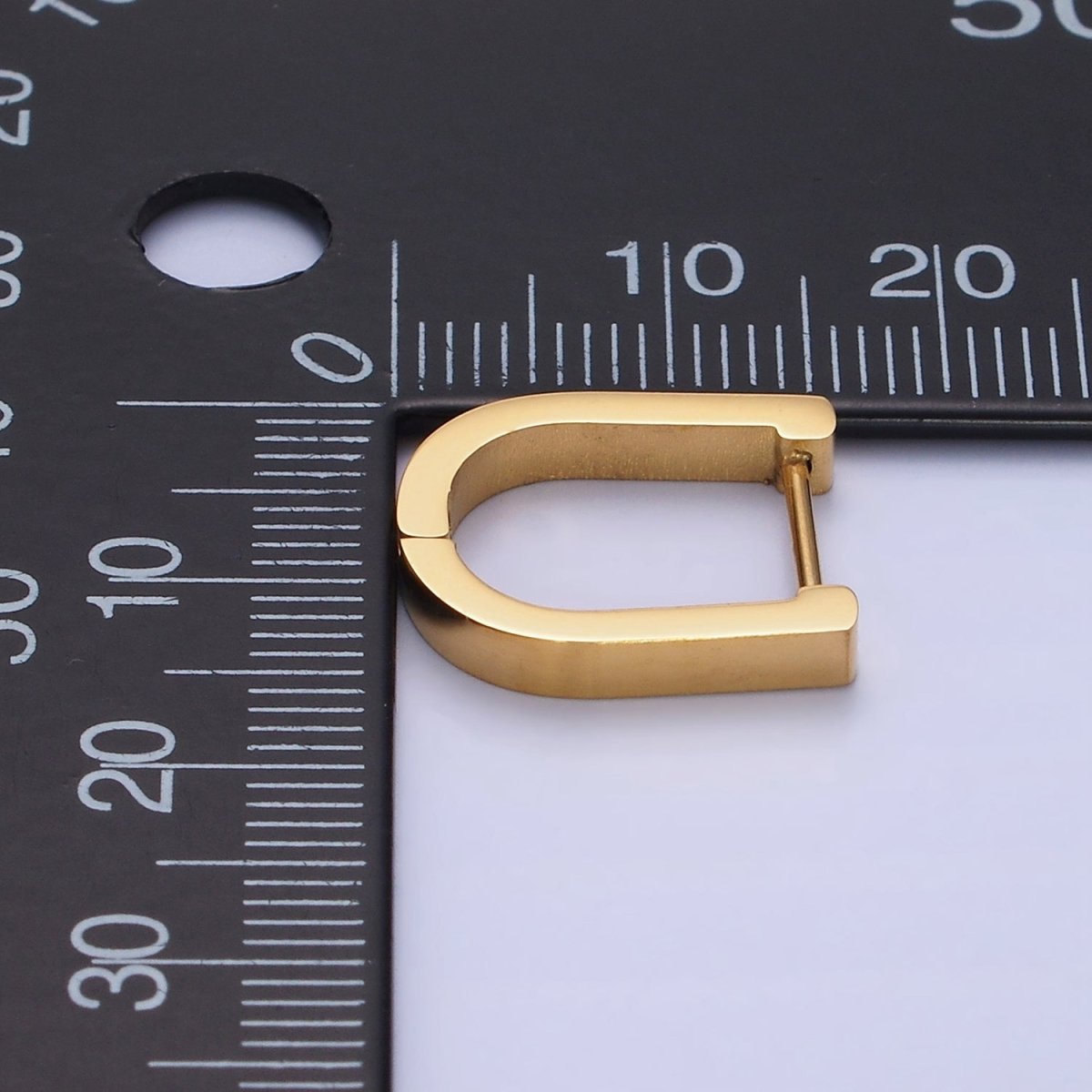 Stainless Steel 15mm U-Shaped Hoop Earrings in Gold &amp; Silver | AB1398 AB1399