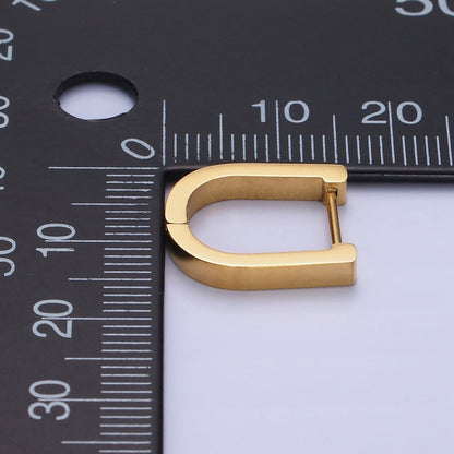 Stainless Steel 15mm U-Shaped Hoop Earrings in Gold &amp; Silver | AB1398 AB1399
