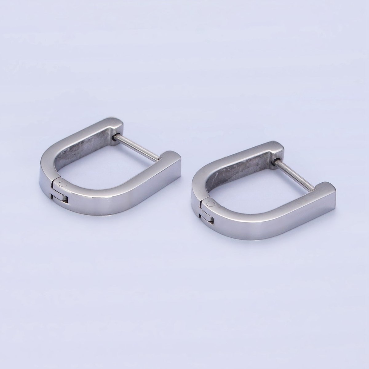 Stainless Steel 15mm U-Shaped Hoop Earrings in Gold &amp; Silver | AB1398 AB1399