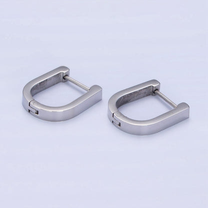 Stainless Steel 15mm U-Shaped Hoop Earrings in Gold &amp; Silver | AB1398 AB1399