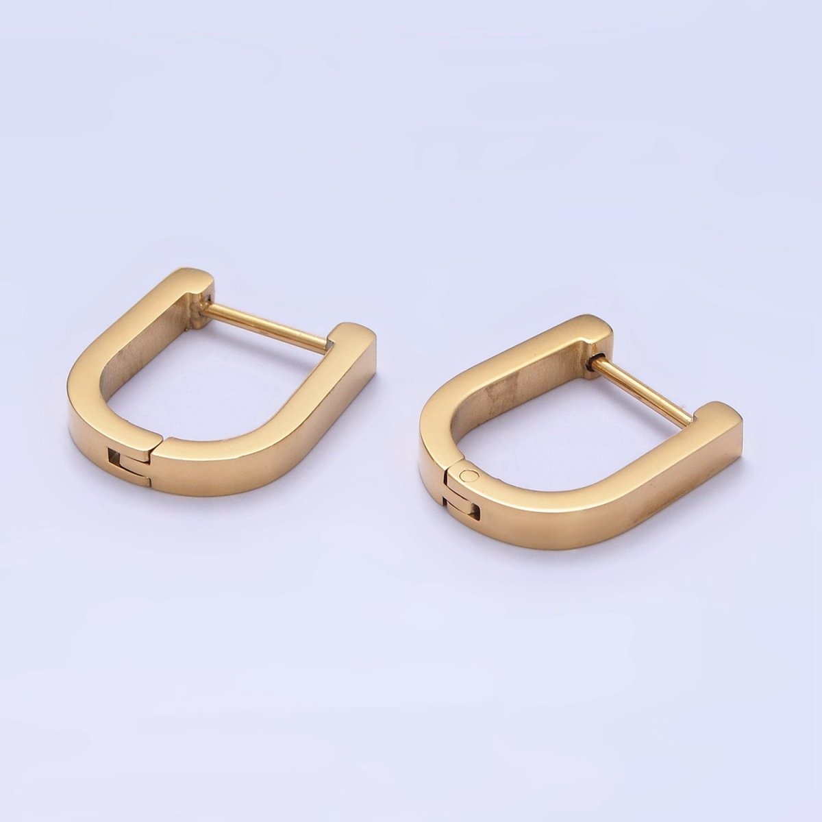 Stainless Steel 15mm U-Shaped Hoop Earrings in Gold &amp; Silver | AB1398 AB1399