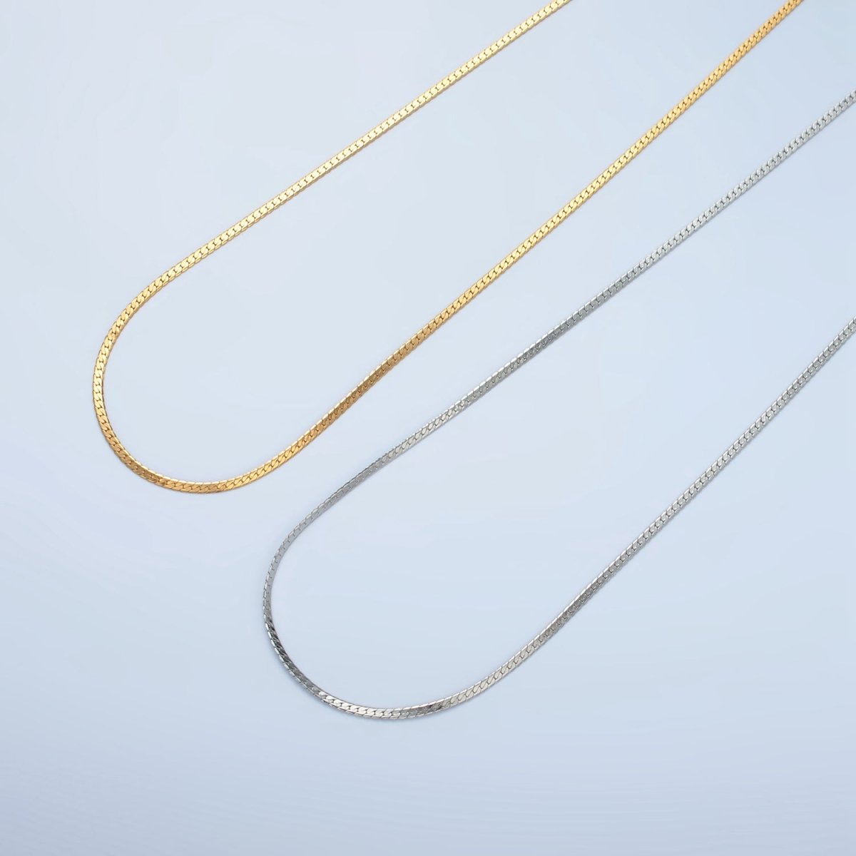 Stainless Steel 1.6mm Herringbone Chain 17.5 Inch Necklace in Gold &amp; Silver | WA-2608 WA-2609