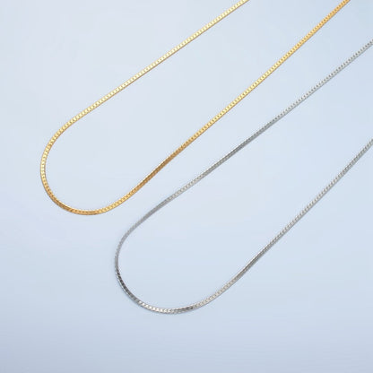 Stainless Steel 1.6mm Herringbone Chain 17.5 Inch Necklace in Gold &amp; Silver | WA-2608 WA-2609
