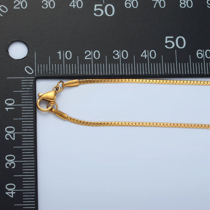 Stainless Steel 1.6mm Herringbone Chain 17.5 Inch Necklace in Gold &amp; Silver | WA-2608 WA-2609