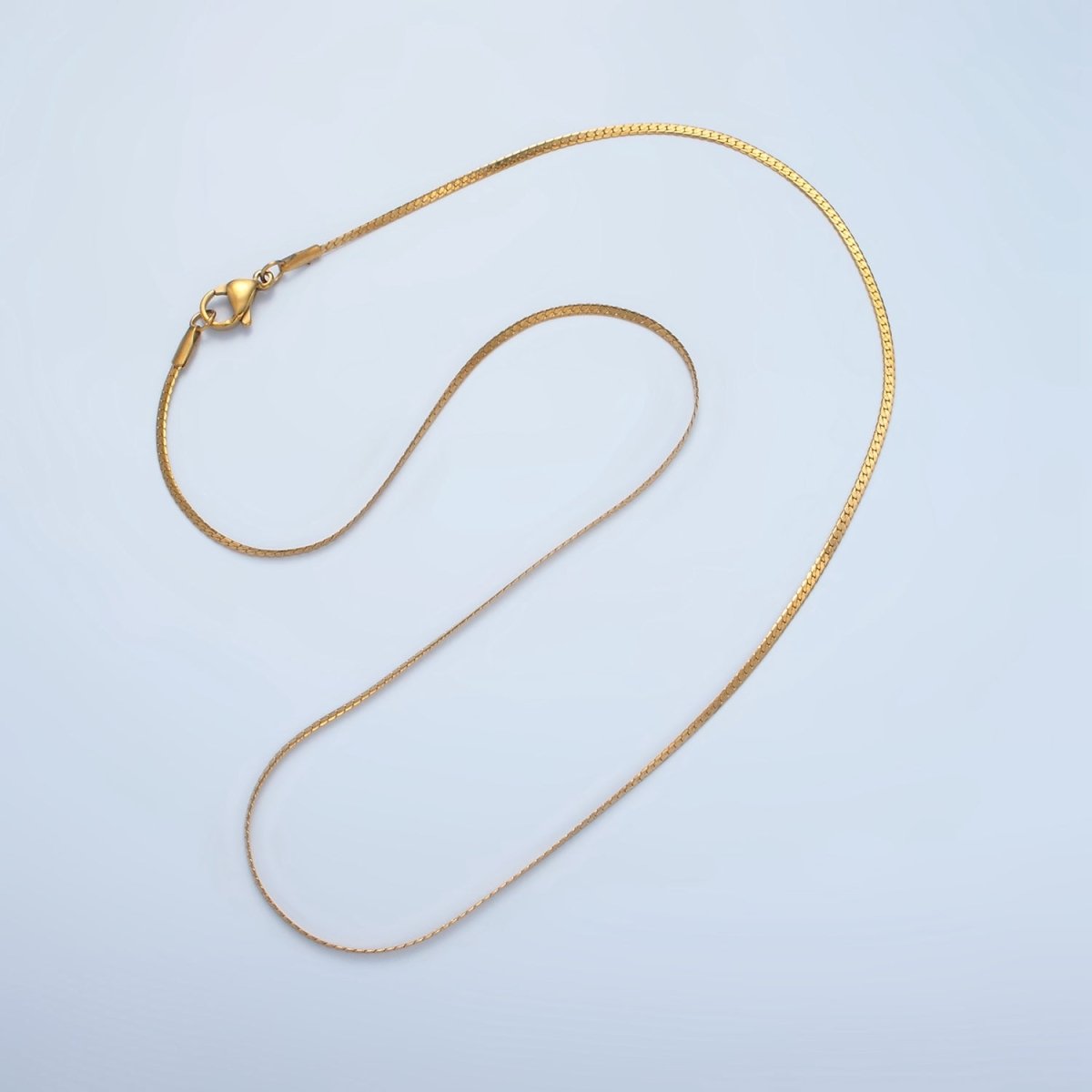 Stainless Steel 1.6mm Herringbone Chain 17.5 Inch Necklace in Gold &amp; Silver | WA-2608 WA-2609
