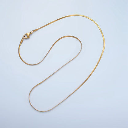 Stainless Steel 1.6mm Herringbone Chain 17.5 Inch Necklace in Gold &amp; Silver | WA-2608 WA-2609