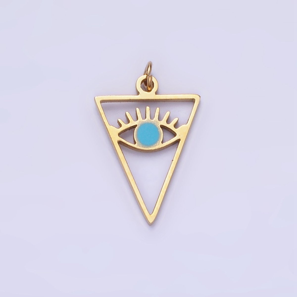 Stainless Steel 16mm Triangle Evil Eye Charm for Amulet Minimalist Charm | P936