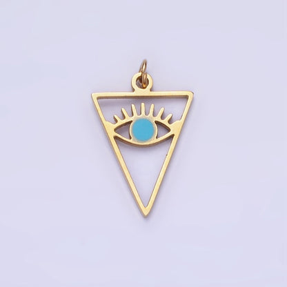 Stainless Steel 16mm Triangle Evil Eye Charm for Amulet Minimalist Charm | P936