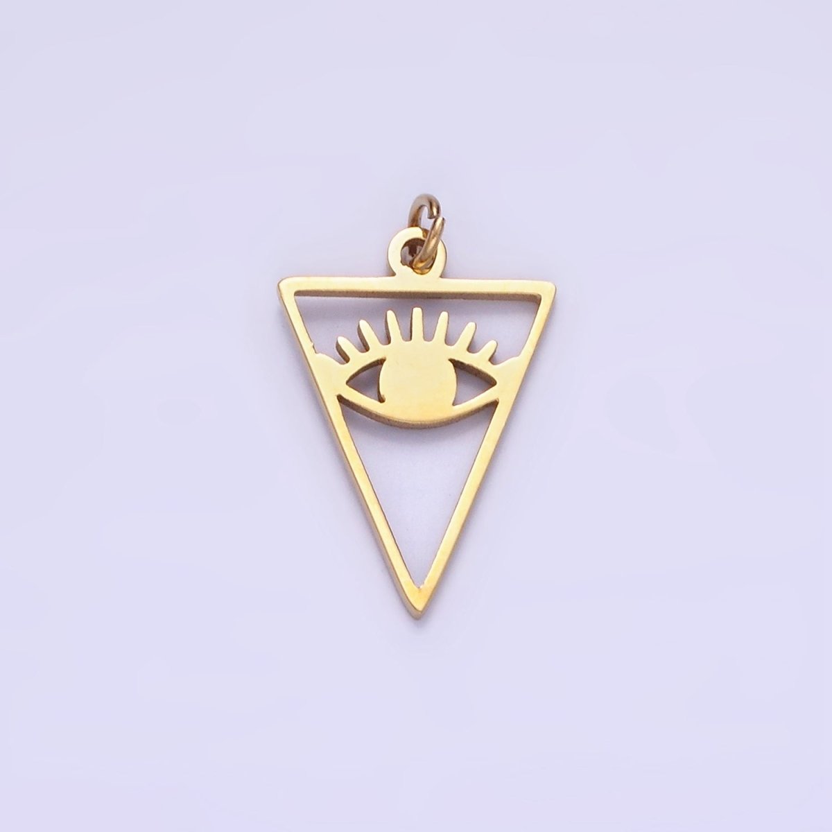 Stainless Steel 16mm Triangle Evil Eye Charm for Amulet Minimalist Charm | P936