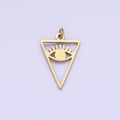 Stainless Steel 16mm Triangle Evil Eye Charm for Amulet Minimalist Charm | P936
