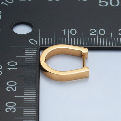 Stainless Steel 16mm U-Curved Oblong Huggie Earrings | P090