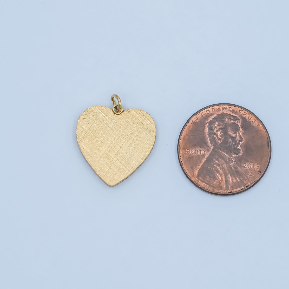 Stainless Steel 17mm Line-Textured Minimalist Heart Charm | P614