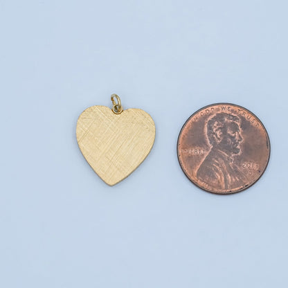 Stainless Steel 17mm Line-Textured Minimalist Heart Charm | P614