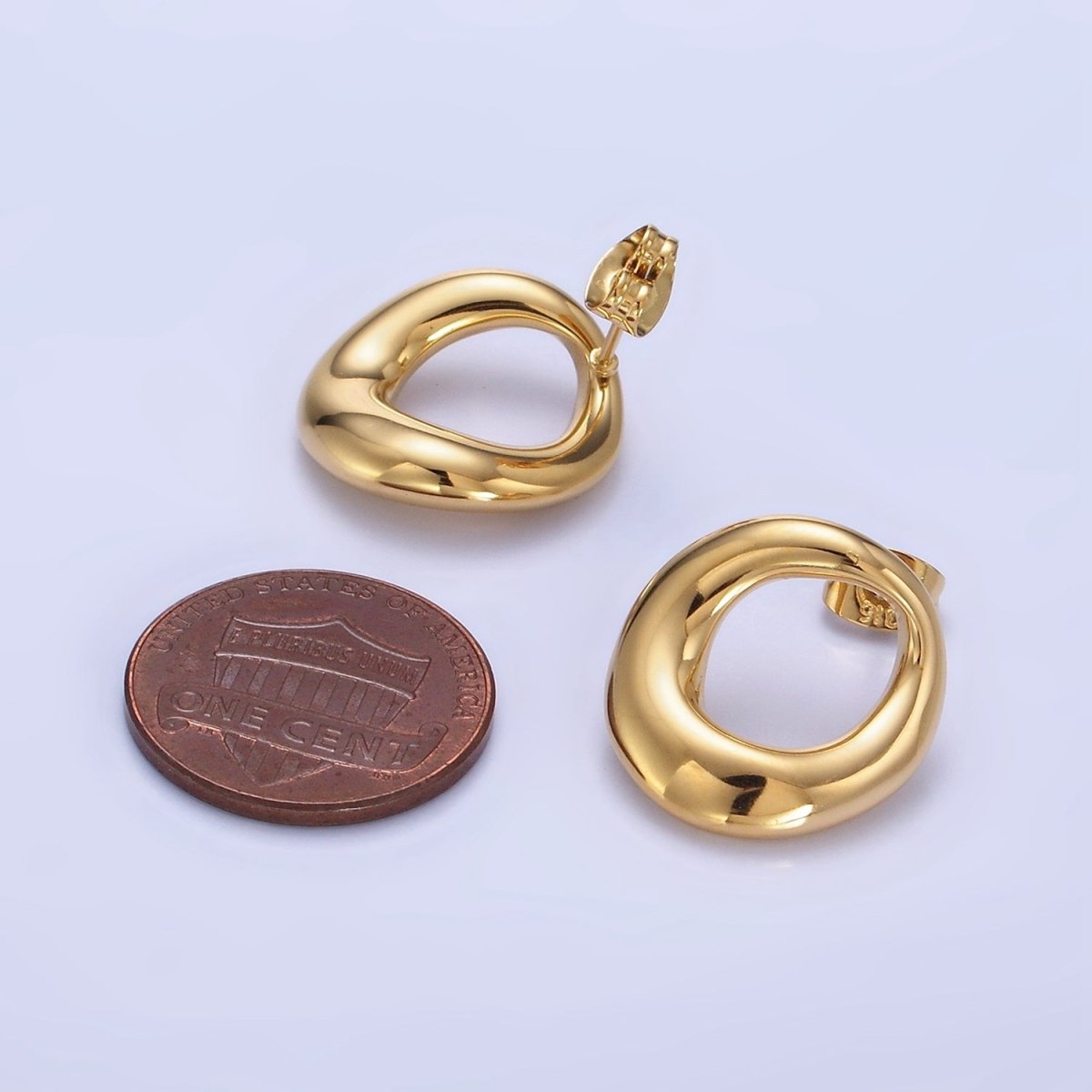 Stainless Steel 18mm Open Circular Band Stud Earrings in Gold &amp; Silver | AB1368 AB1369