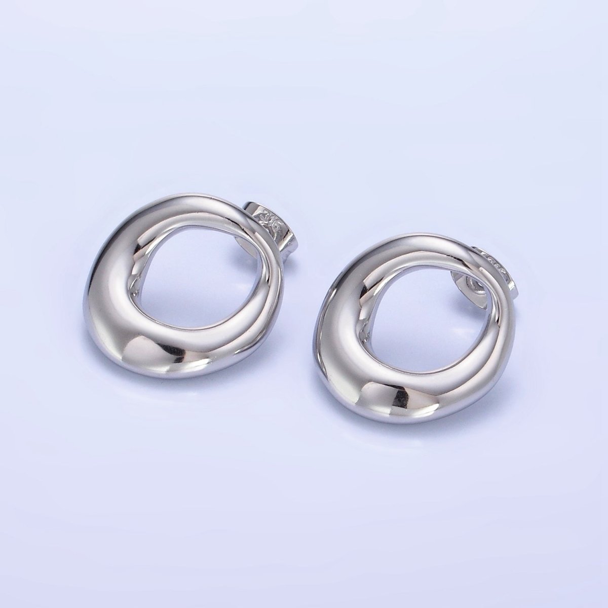 Stainless Steel 18mm Open Circular Band Stud Earrings in Gold &amp; Silver | AB1368 AB1369