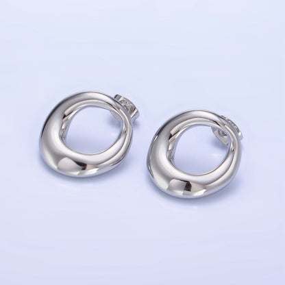 Stainless Steel 18mm Open Circular Band Stud Earrings in Gold &amp; Silver | AB1368 AB1369