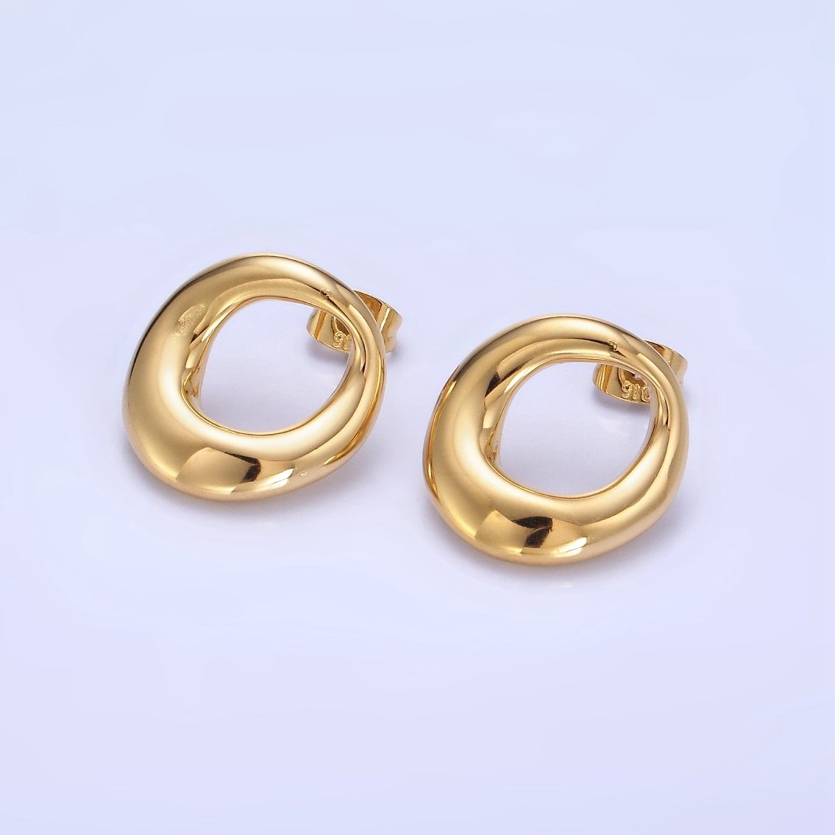 Stainless Steel 18mm Open Circular Band Stud Earrings in Gold &amp; Silver | AB1368 AB1369
