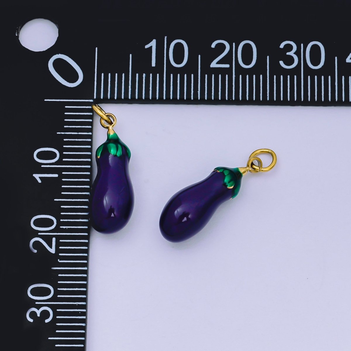 Stainless Steel 18mm Purple Enamel Eggplant Vegetable Charm | J-502