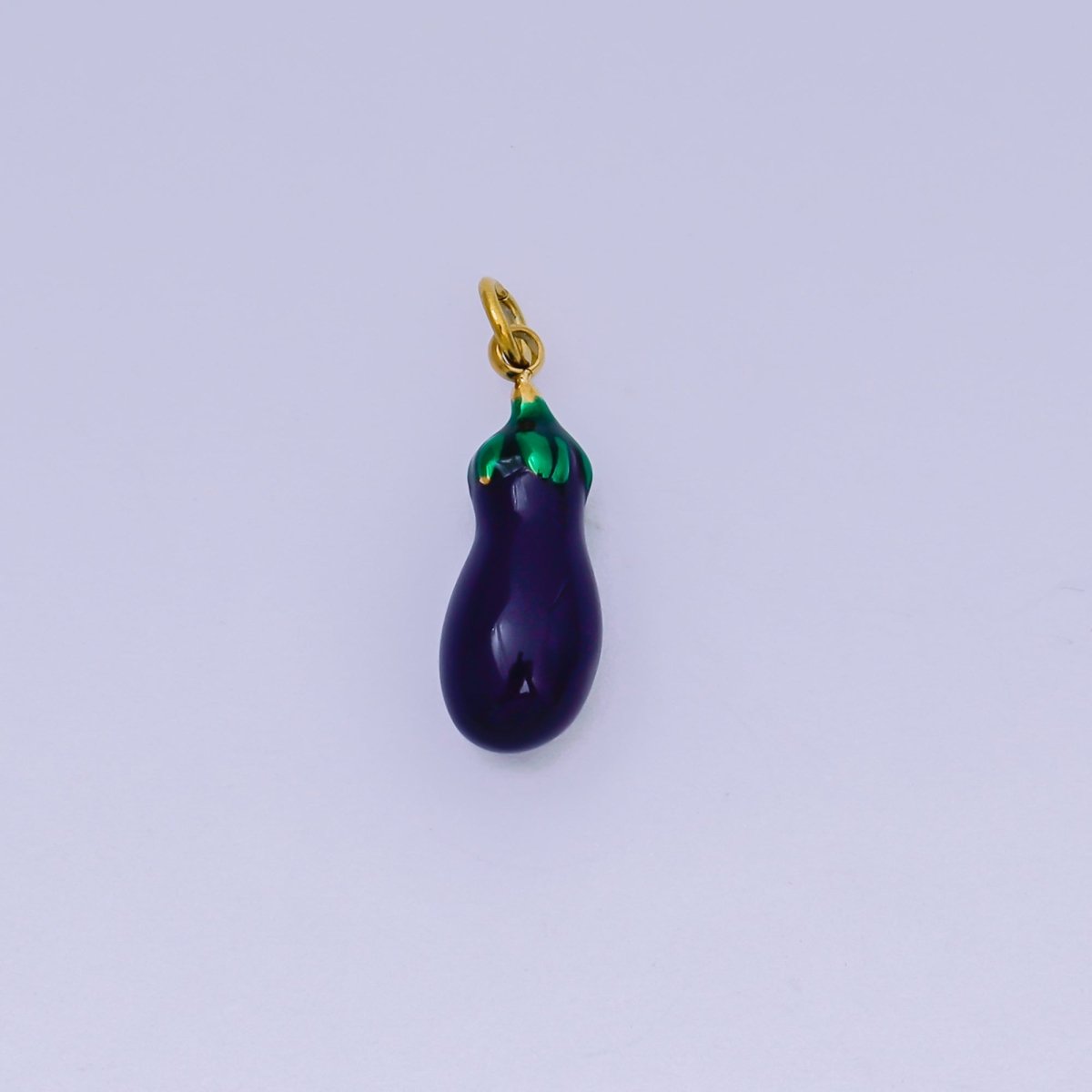 Stainless Steel 18mm Purple Enamel Eggplant Vegetable Charm | J-502
