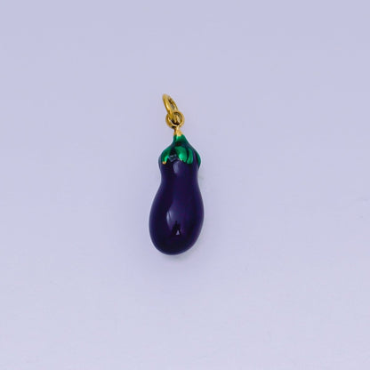 Stainless Steel 18mm Purple Enamel Eggplant Vegetable Charm | J-502