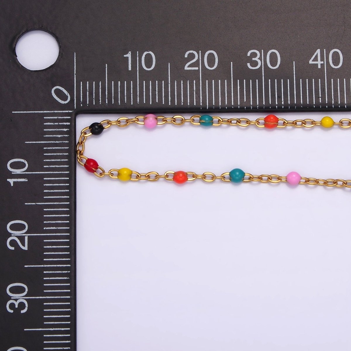 Stainless Steel 1.8mm Satellite Enamel Bead Cable Unfinished Chain For Jewelry Making in Gold &amp; Silver | ROLL-1427 ROLL-1428 Clearance Pricing