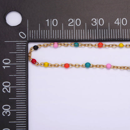 Stainless Steel 1.8mm Satellite Enamel Bead Cable Unfinished Chain For Jewelry Making in Gold &amp; Silver | ROLL-1427 ROLL-1428 Clearance Pricing