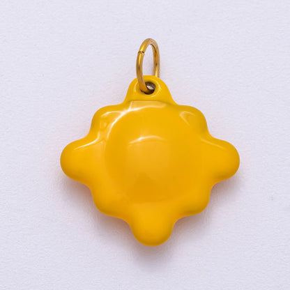 Stainless Steel 18mm Yellow Cheese Crackers Rhombus Enamel Charm | Charms-00501