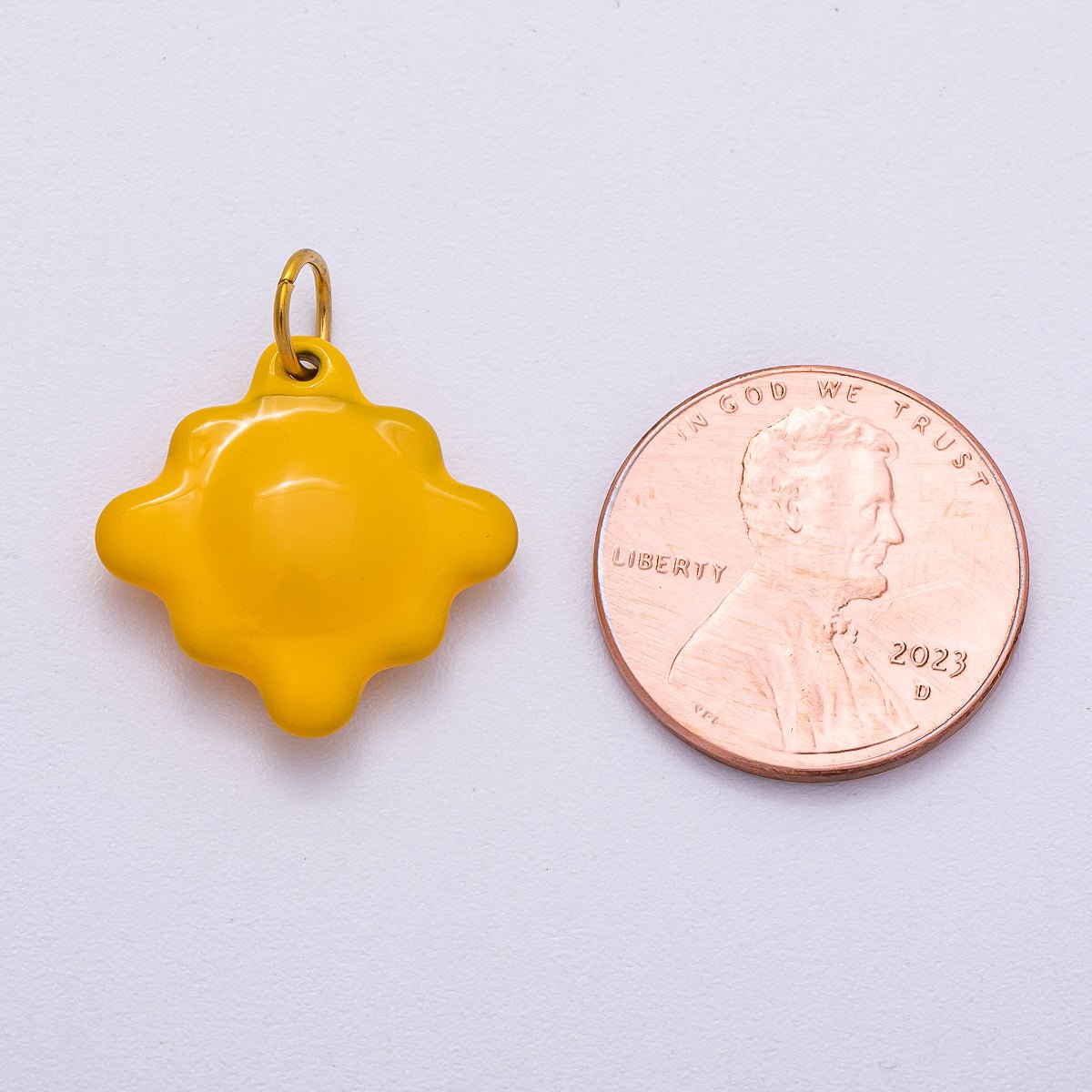 Stainless Steel 18mm Yellow Cheese Crackers Rhombus Enamel Charm | Charms-00501