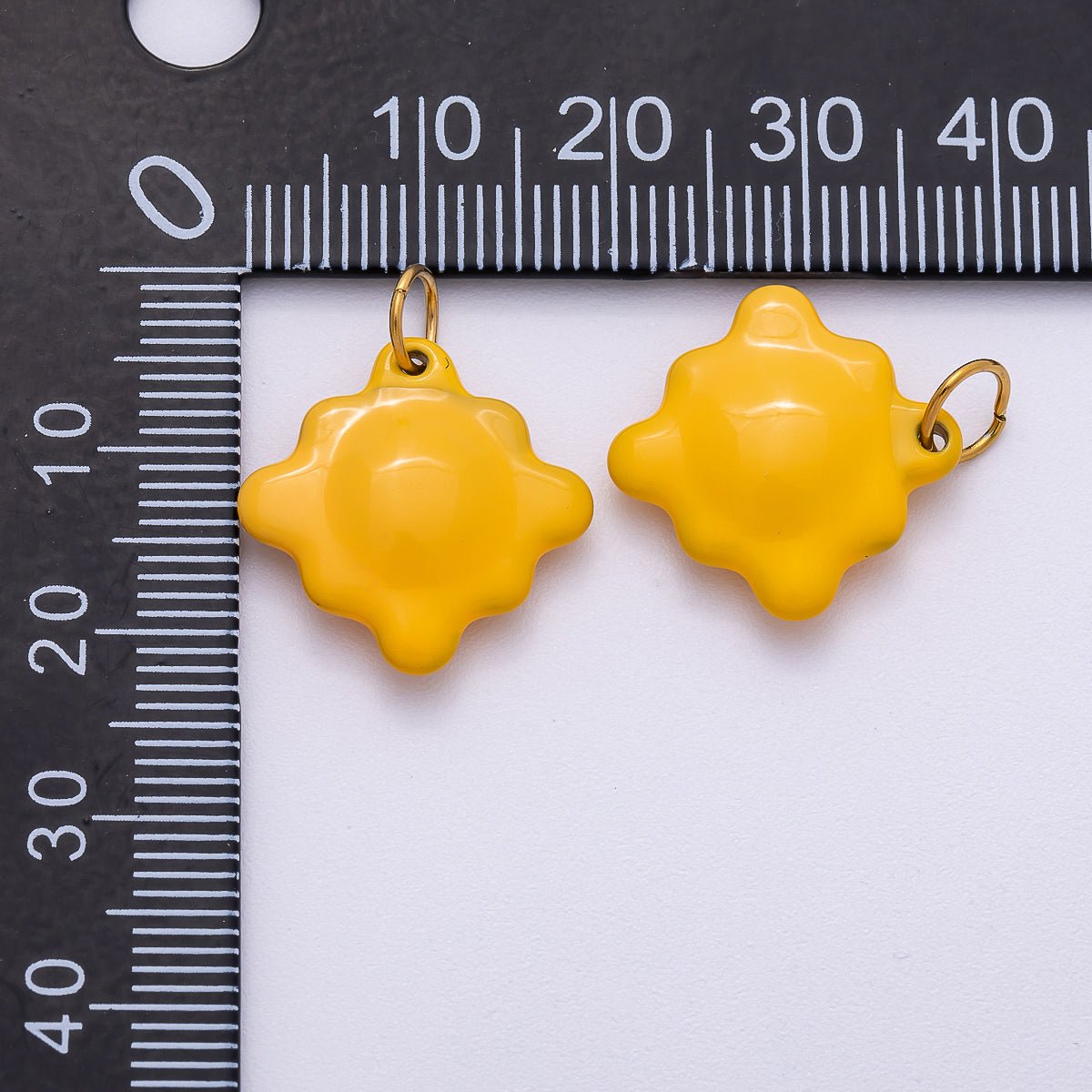 Stainless Steel 18mm Yellow Cheese Crackers Rhombus Enamel Charm | Charms-00501