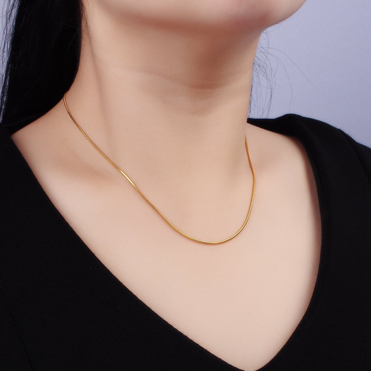 Stainless Steel 1mm Snake Chain 17.5 Inch Slider Needle Necklace | WA-2425