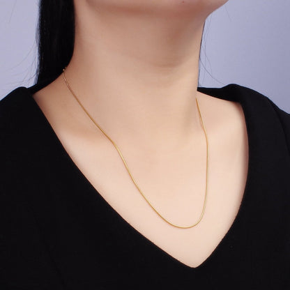 Stainless Steel 1mm Snake Chain 18 Inch Necklace w. Extender in Gold &amp; Silver | WA-2486 WA-2487