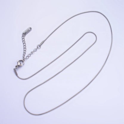 Stainless Steel 1mm Snake Chain 18 Inch Necklace w. Extender in Gold &amp; Silver | WA-2486 WA-2487